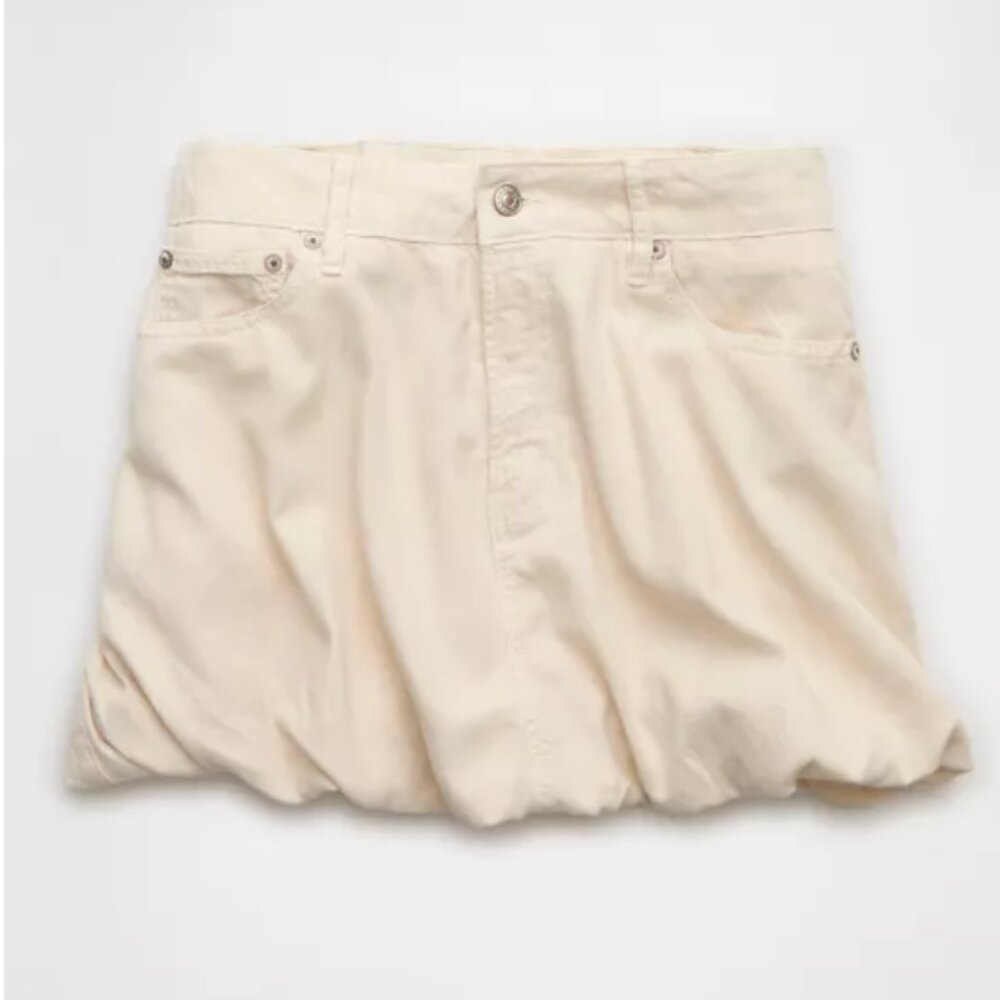 American Eagle Skort Stretch Bubble Mini Mid-Rise Skirt in Cream Beige Size 10 - Picture 10 of 11